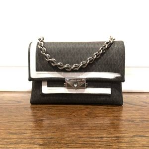 Michael Kors Medium Painterly Stripe Leather Shoulder Bag